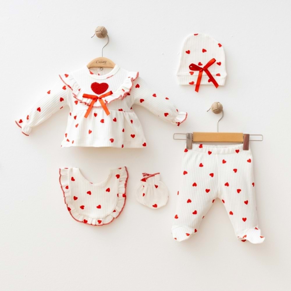 BEBE TK 1-3 AY 25220 KIZ SÜSLÜ SÜZÜNE KALPLİ 5 Lİ SET